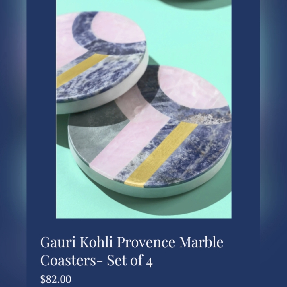 Gauri Kohli Provence Marble Coasters